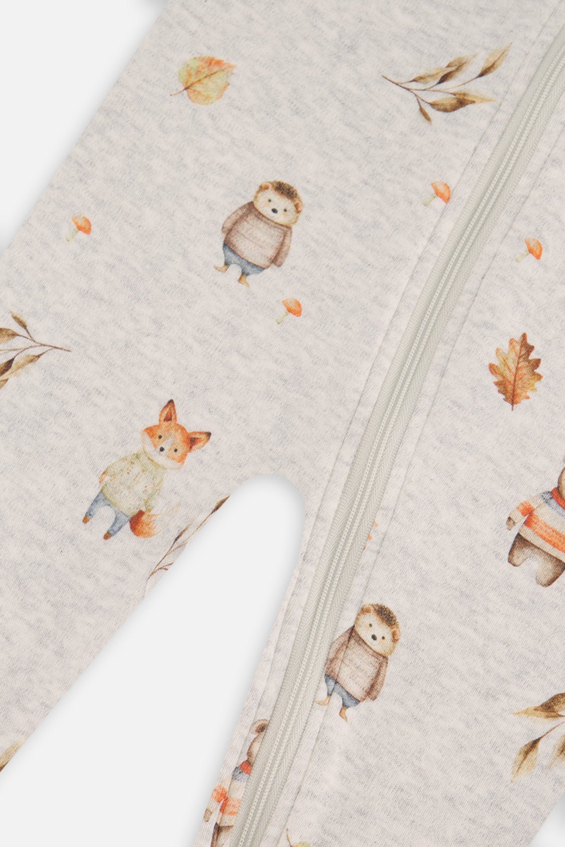 Baby Organic Cotton One Piece Pajama Beige Animal Print - Baby Organic