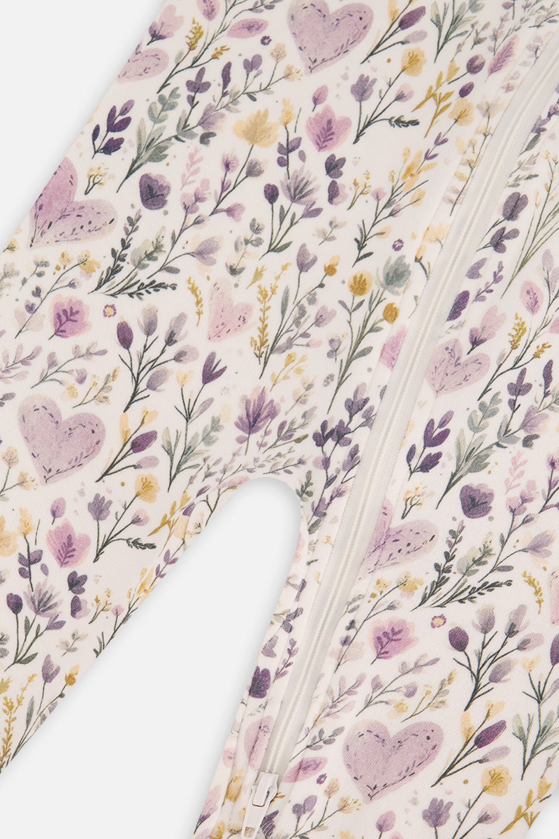 Baby Organic Cotton One Piece Pajama Beige Heart Print - Baby Organic