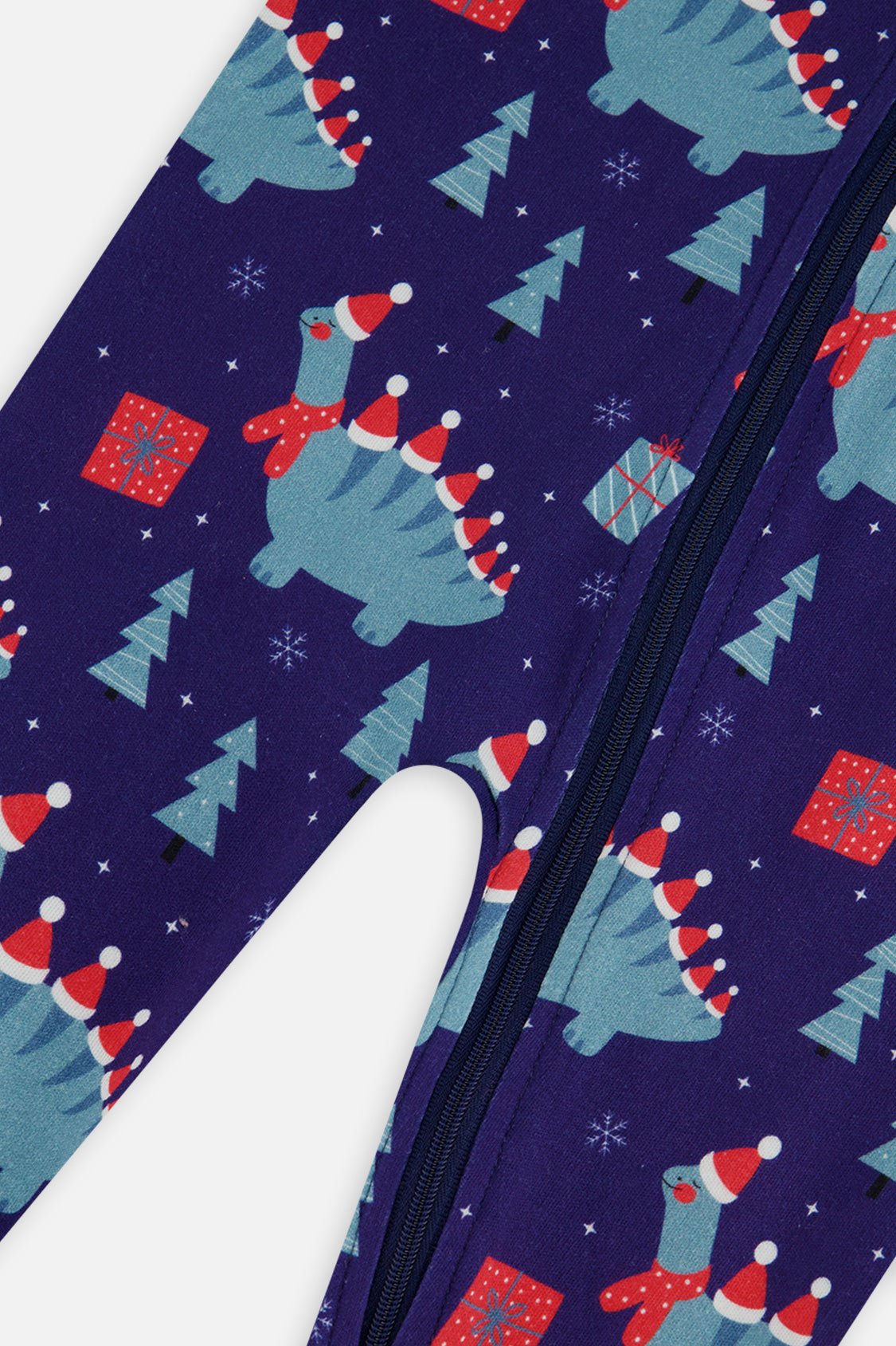 Baby Organic Cotton One Piece Pajama Blue Dinosaur Print - Baby Organic