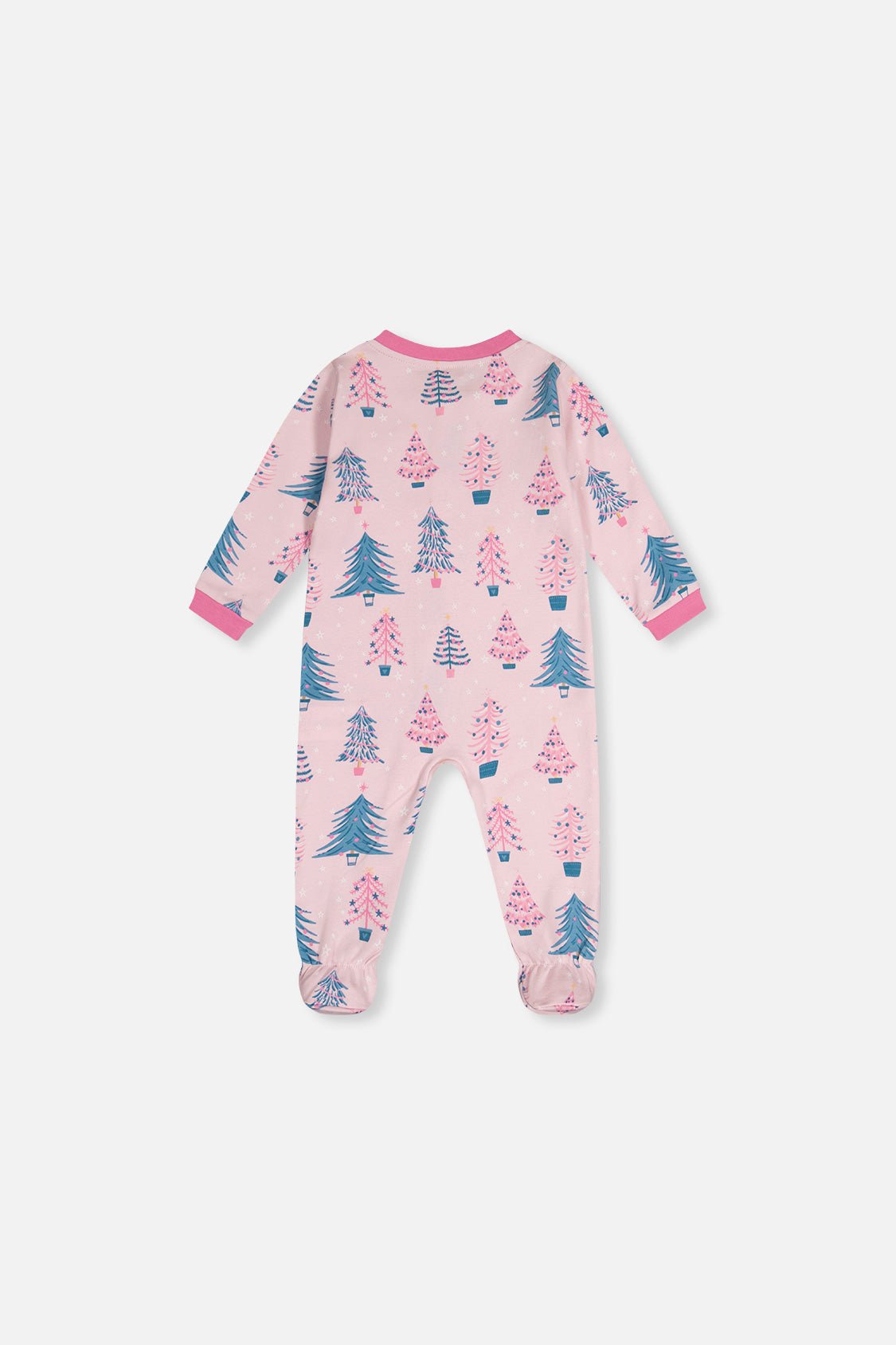 Baby Organic Cotton One Piece Pajama Pink Tree Print - Baby Organic