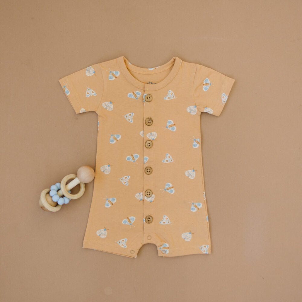 GOTS Certified Organic Cotton Short Sleeve Romper - Magical Moth - Baby Organic