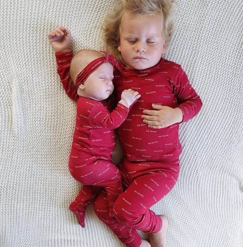 Kids' Organic L/Sleeve PJ Set in Be Mine - Baby Organic