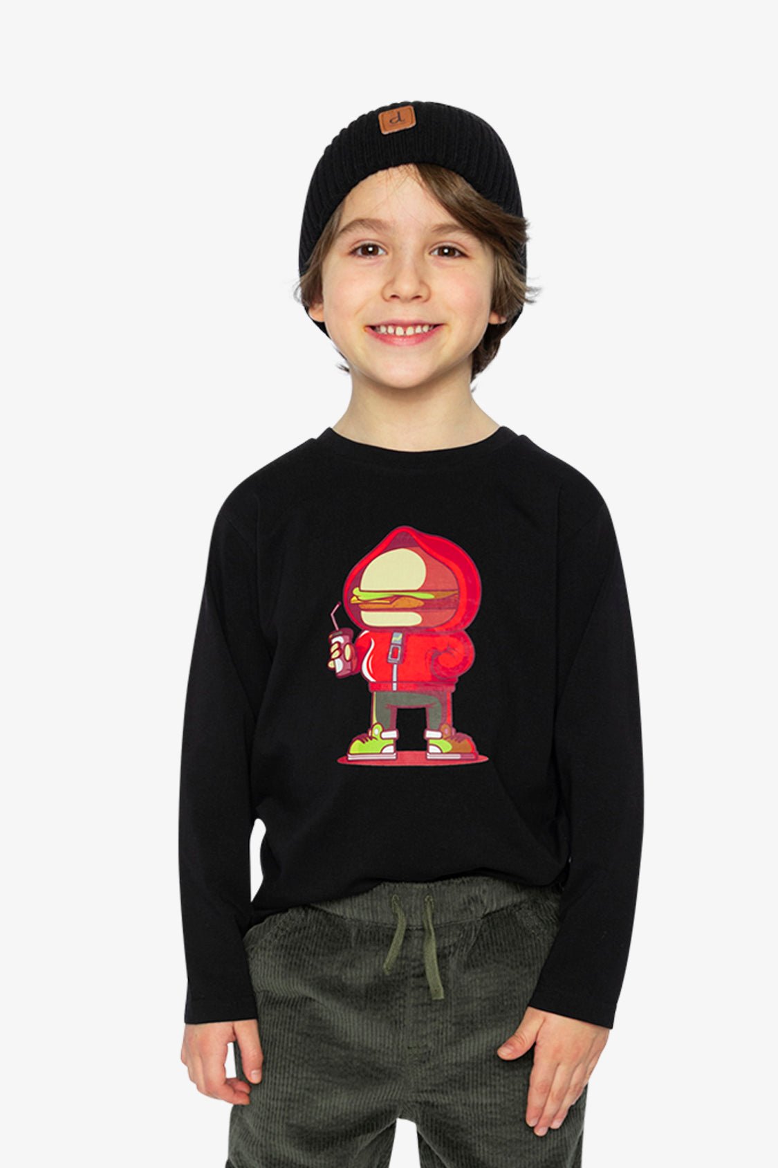 Long Sleeve Organic Cotton T-Shirt Black And Red - Baby Organic