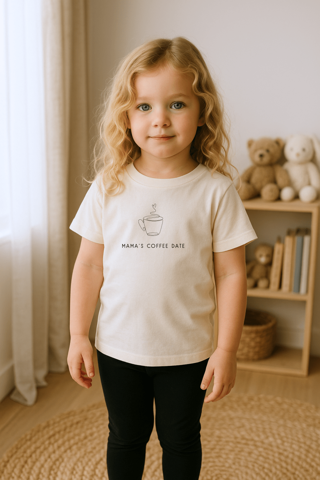 Mama’s Coffee Date Kids T-Shirt cozy kids lifestyle outfit organic cotton fabric