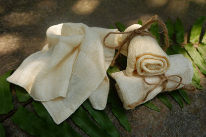100% Natural Mulberry Handwoven Silk Face Towel/Organic Vietnamese Wash Cloth for Sensitive Skin/Raw Silk Face Cloth for Babies - Baby Organic