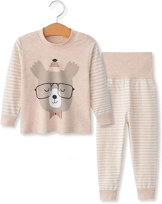 100% Organic Cotton Baby Boys Girls Pajamas Set Long Sleeve Sleepwear(3-4T,Pattern 1(High Belly)) - Baby Organic