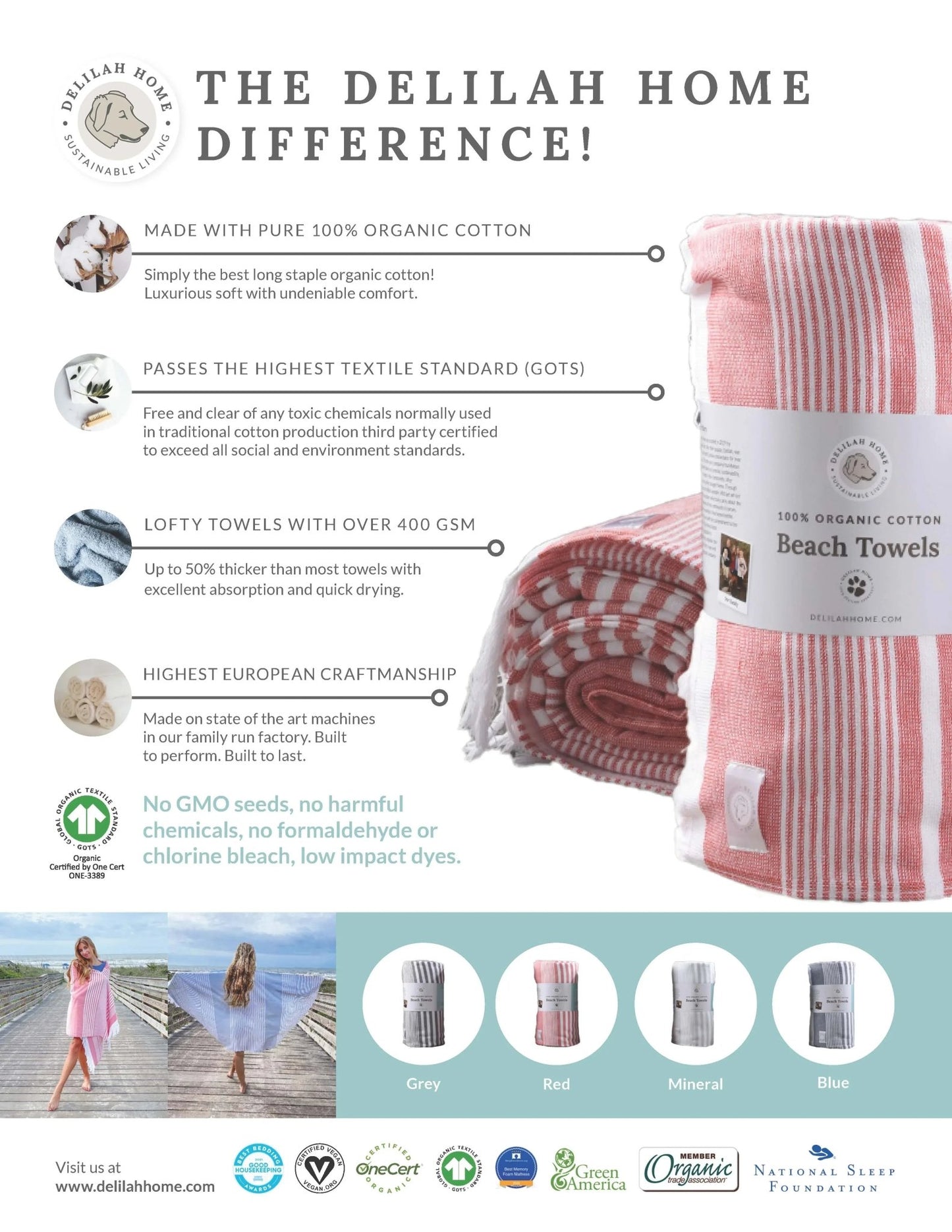 100% Organic Cotton Sunset Beach Towels - Baby Organic