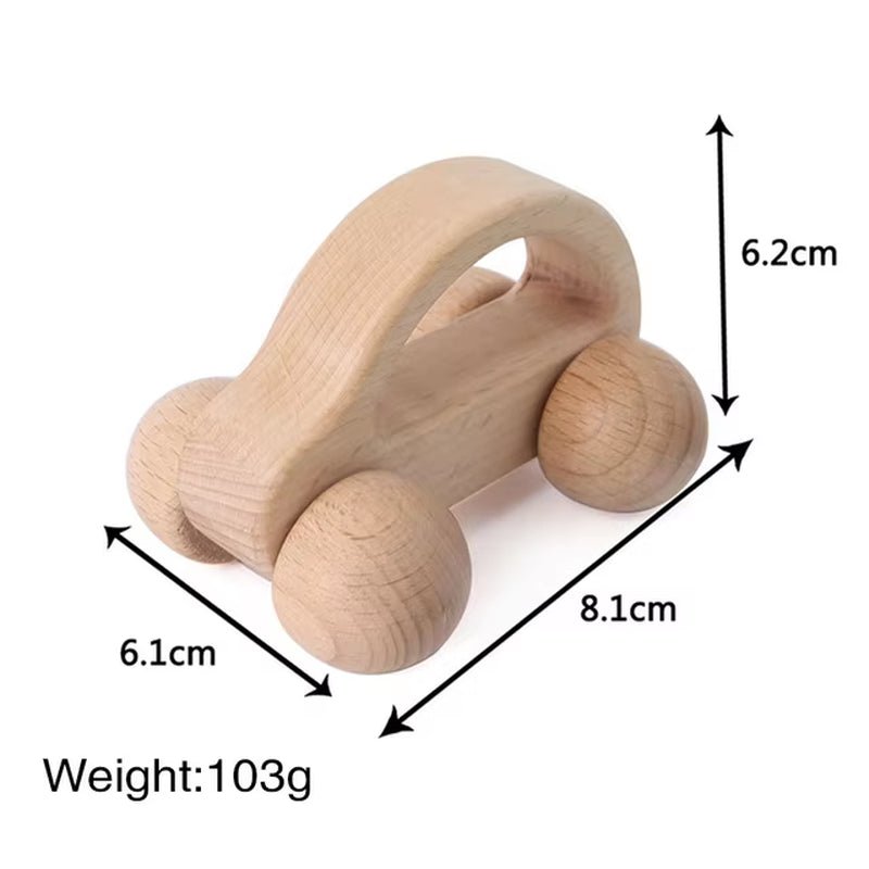 1Pc Organic Beech Wooden Car for Babies BPA Free Montessori Toys Wooden Rattle Brain Game Toys Handmade Crafts Gift Child Block - Baby Organic