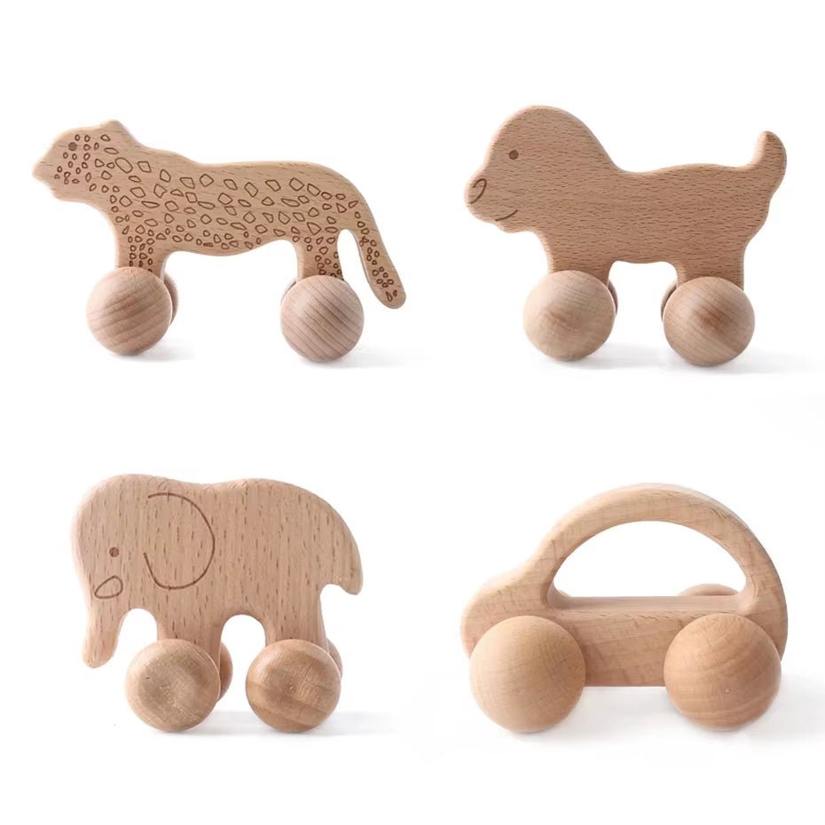 1Pc Organic Beech Wooden Car for Babies BPA Free Montessori Toys Wooden Rattle Brain Game Toys Handmade Crafts Gift Child Block - Baby Organic