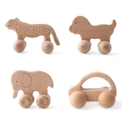 1Pc Organic Beech Wooden Car for Babies BPA Free Montessori Toys Wooden Rattle Brain Game Toys Handmade Crafts Gift Child Block - Baby Organic
