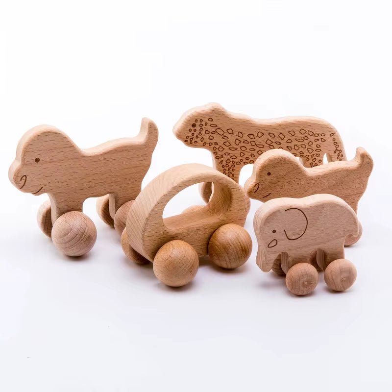 1Pc Organic Beech Wooden Car for Babies BPA Free Montessori Toys Wooden Rattle Brain Game Toys Handmade Crafts Gift Child Block - Baby Organic