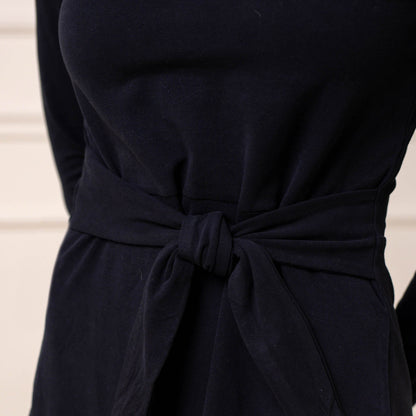 Organic Long Sleeve Tie-Waist Knit Dress