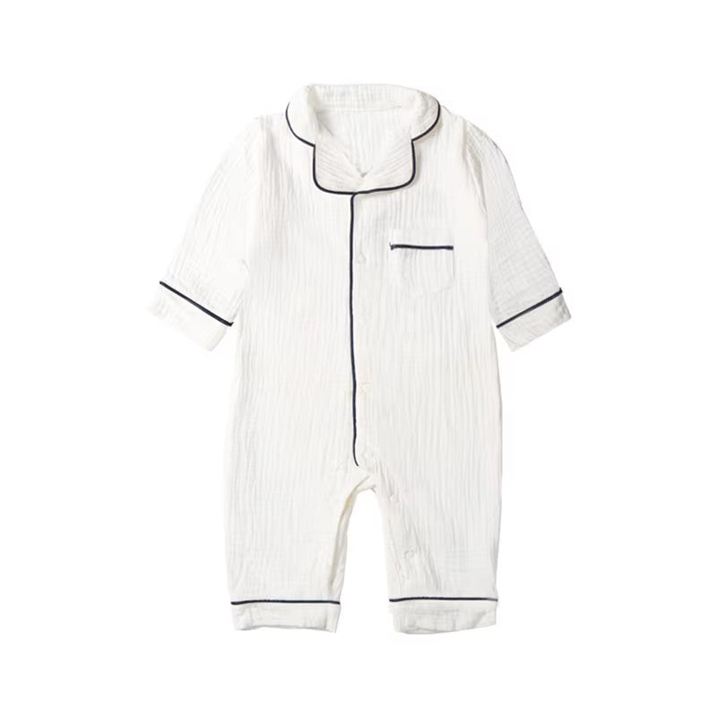 Autumn Baby Sleepwear Organic Cotton Clothes for Boy Girl Newborn Pajama Solid Color Muslin Romper Kids Pajamas Toddler Jumpsuit