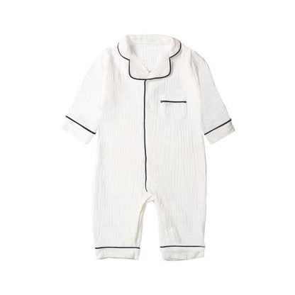 Autumn Baby Sleepwear Organic Cotton Clothes for Boy Girl Newborn Pajama Solid Color Muslin Romper Kids Pajamas Toddler Jumpsuit