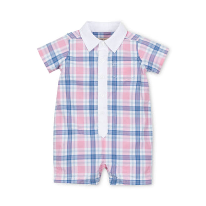 Stretch Organic Poplin Button Front Romper