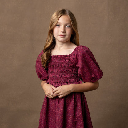 Organic Smocked Bubble Sleeve Dress