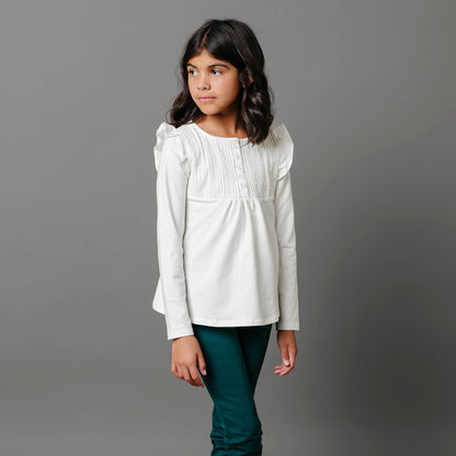 Organic Pintuck Flutter Knit Top