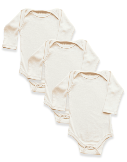 3 Pack - Organic Baby Bodysuit Long Sleeve - Baby Organic
