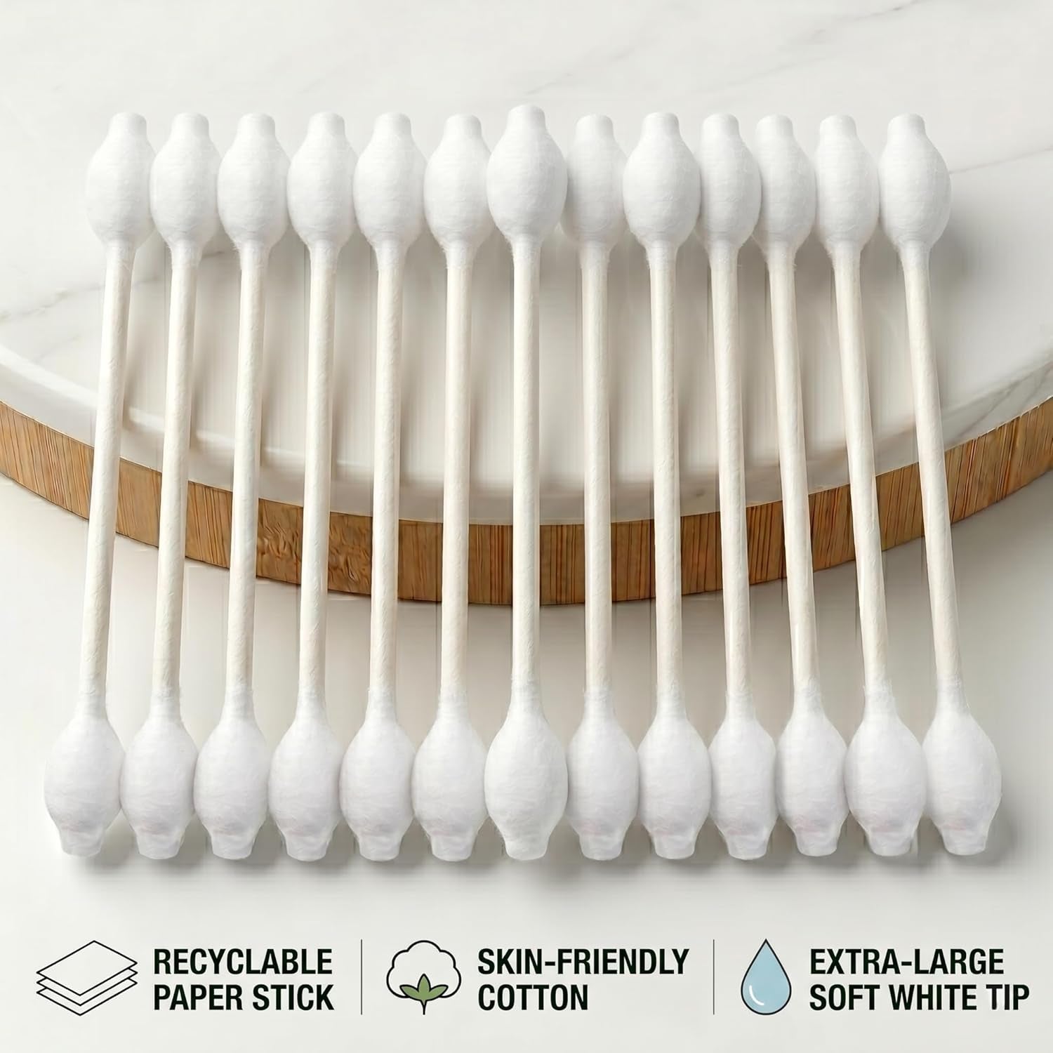 400Pcs Baby Safety Cotton Swabs with Large Tips for Newborn, Babies, Kids, Children, 100% Organic Cotton, White Paper Sticks, 5 Pack of 80 Swabs Total(2 Boxes and 3 Bags) - Baby Organic
