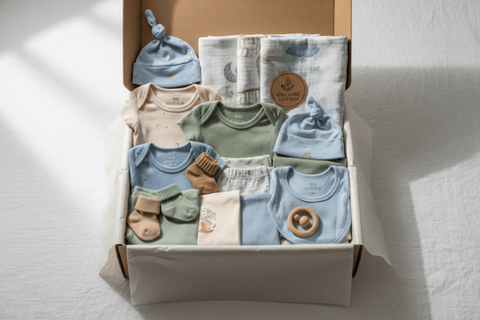 50-Piece Oh Set Newborn Essentials Gift Box Organic Cotton for Infant Baby Boys, Girls, Unisex - Baby Organic