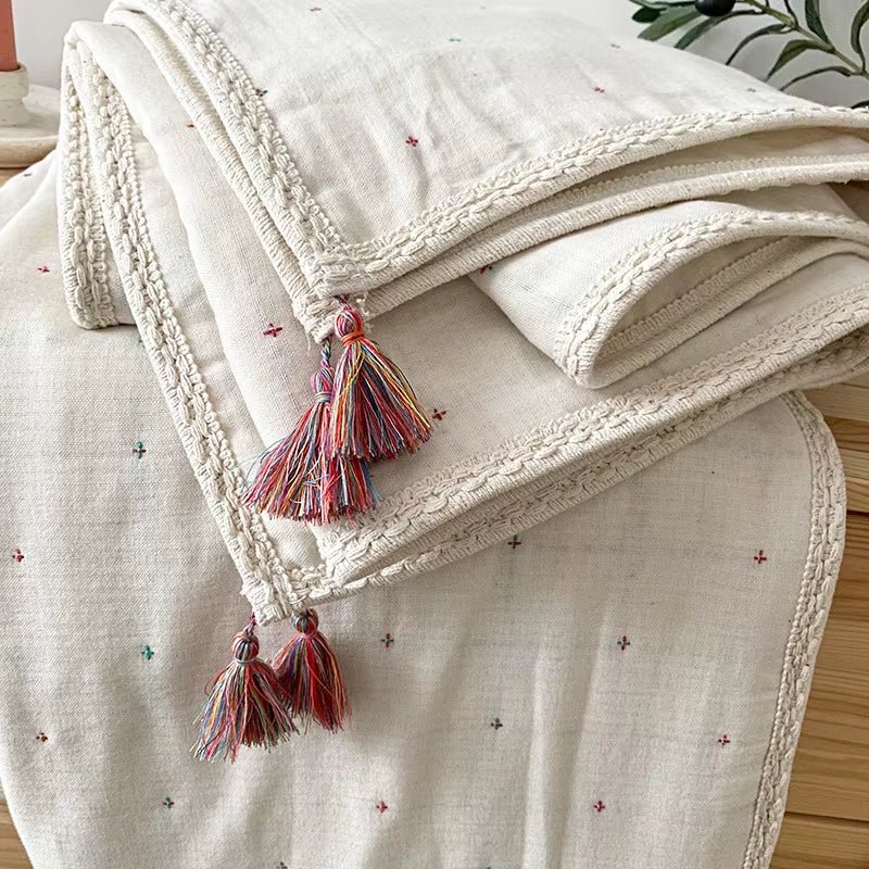 6-Layer Organic Cotton Baby Blanket Stroller Kids Children Bedding Newborn Babies Accessories Bohemian Blankets Baby Bed Linen - Baby Organic