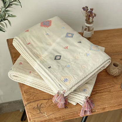 6-Layer Organic Cotton Baby Blanket Stroller Kids Children Bedding Newborn Babies Accessories Bohemian Blankets Baby Bed Linen - Baby Organic
