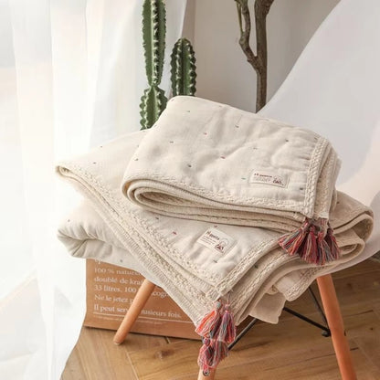 6-Layer Organic Cotton Baby Blanket Stroller Kids Children Bedding Newborn Babies Accessories Bohemian Blankets Baby Bed Linen - Baby Organic