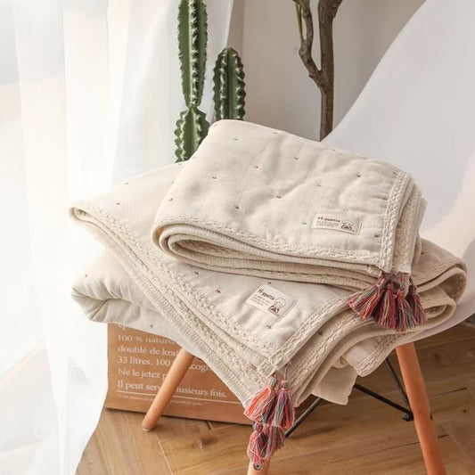 6-Layer Organic Cotton Baby Blanket Stroller Kids Children Bedding Newborn Babies Accessories Bohemian Blankets Baby Bed Linen - Baby Organic