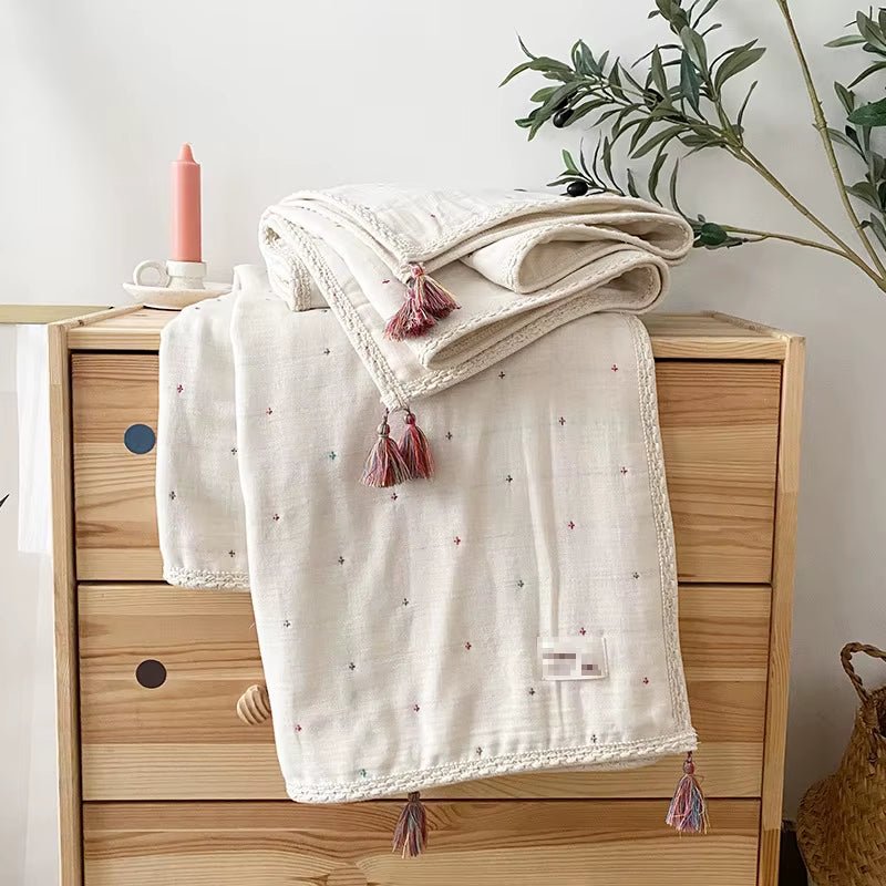 6-Layer Organic Cotton Baby Blanket Stroller Kids Children Bedding Newborn Babies Accessories Bohemian Blankets Baby Bed Linen - Baby Organic