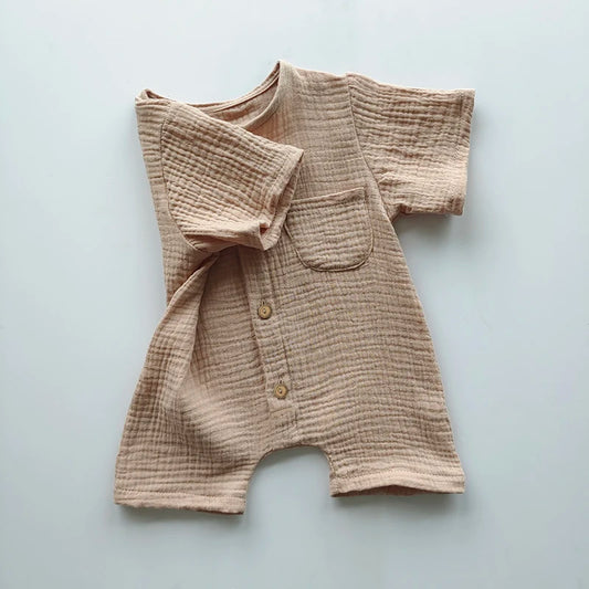 Newborn Baby Unisex Short Sleeves Romper Organic Cotton Crew Neck Navy Romper Bodysuit Unisex One-Piece Summer Romper Clothes
