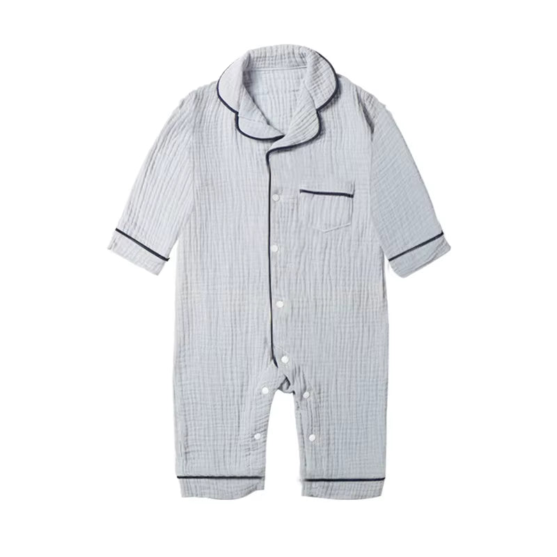 Autumn Baby Sleepwear Organic Cotton Clothes for Boy Girl Newborn Pajama Solid Color Muslin Romper Kids Pajamas Toddler Jumpsuit