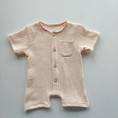 Newborn Baby Unisex Short Sleeves Romper Organic Cotton Crew Neck Navy Romper Bodysuit Unisex One-Piece Summer Romper Clothes