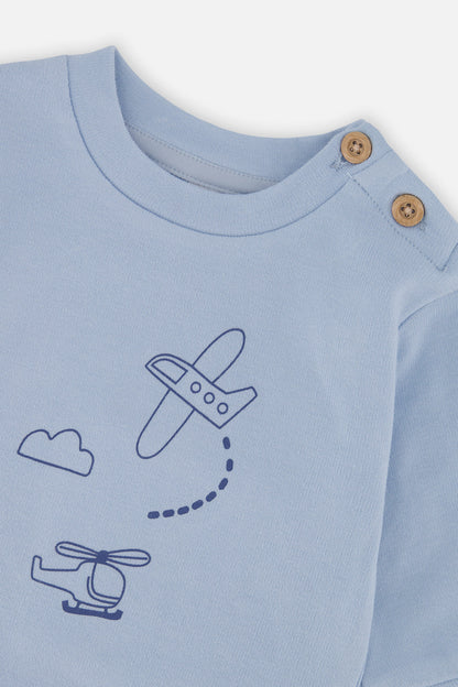 Organic Cotton Pants And Top Set Sky Blue
