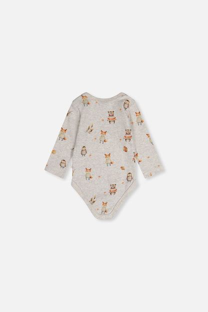 Organic Cotton Onesie Beige Animal Print