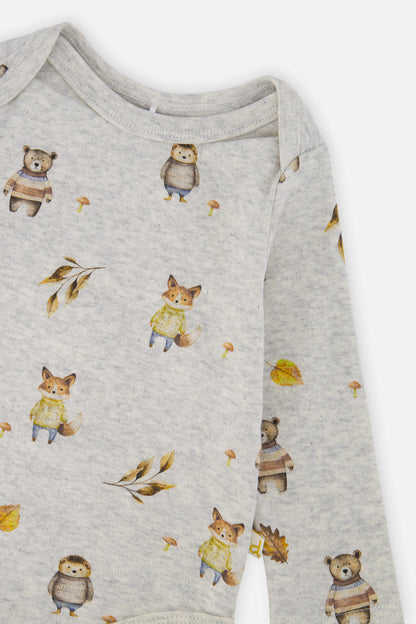 Organic Cotton Onesie Beige Animal Print