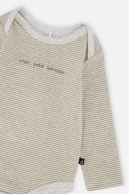 Organic Cotton Onesie Brown And White Stripes