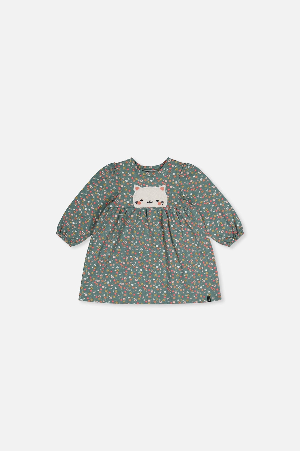 Baby Organic Cotton Printed Dress Green Floral Print