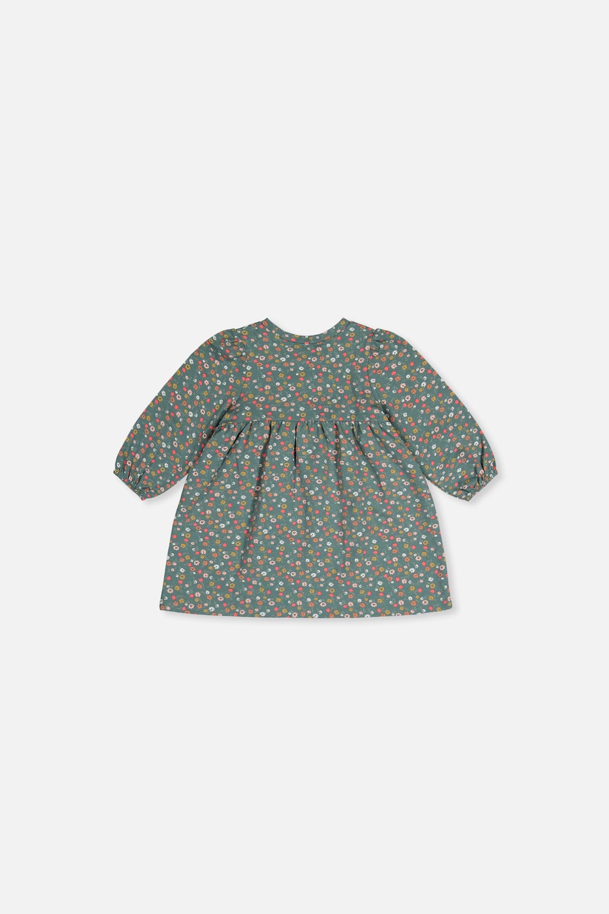 Baby Organic Cotton Printed Dress Green Floral Print