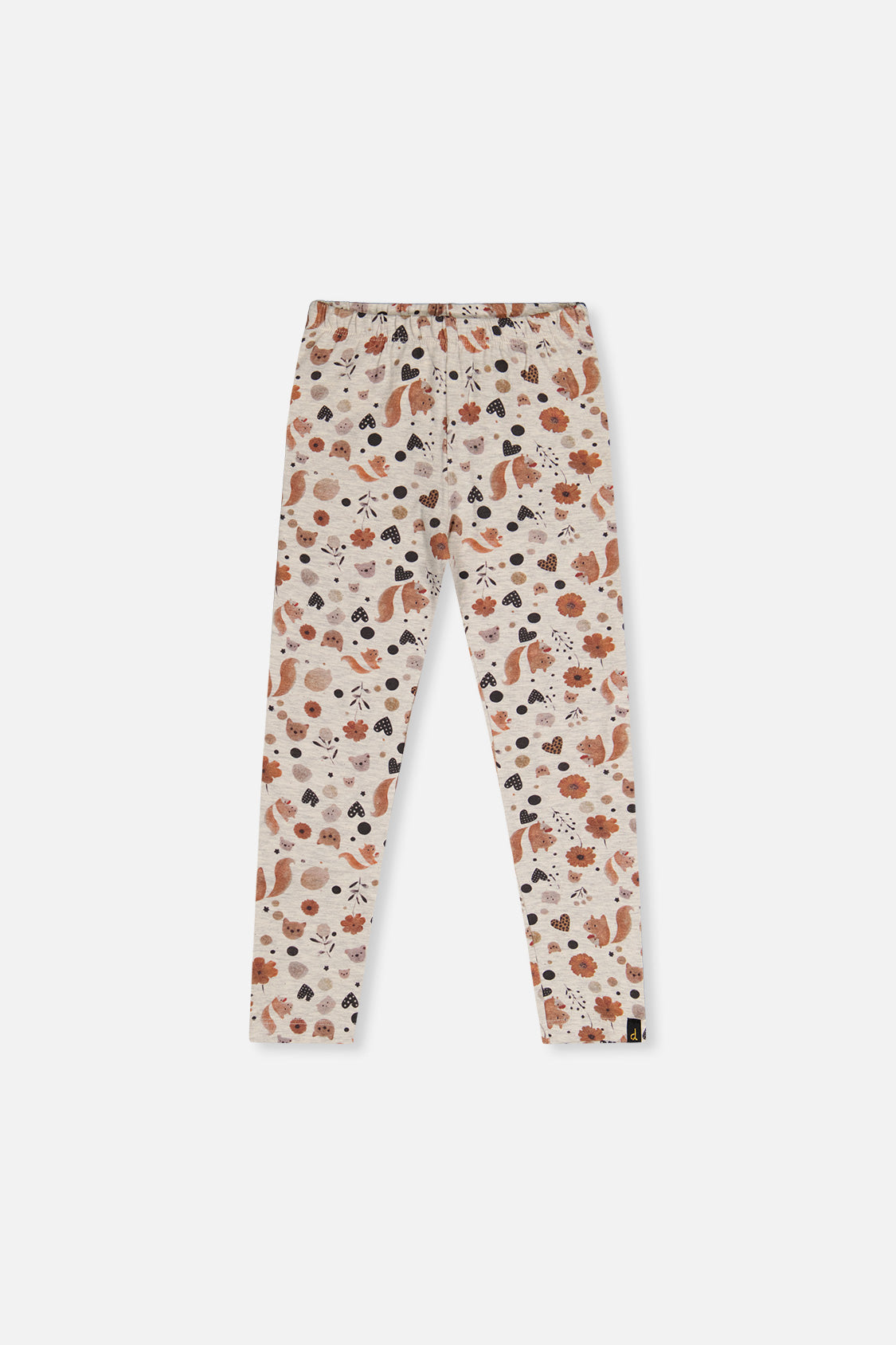 Organic Cotton Leggings Beige With Squirrel Print