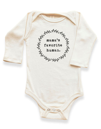 Mama's Favorite Human Organic Bodysuit Long Sleeve
