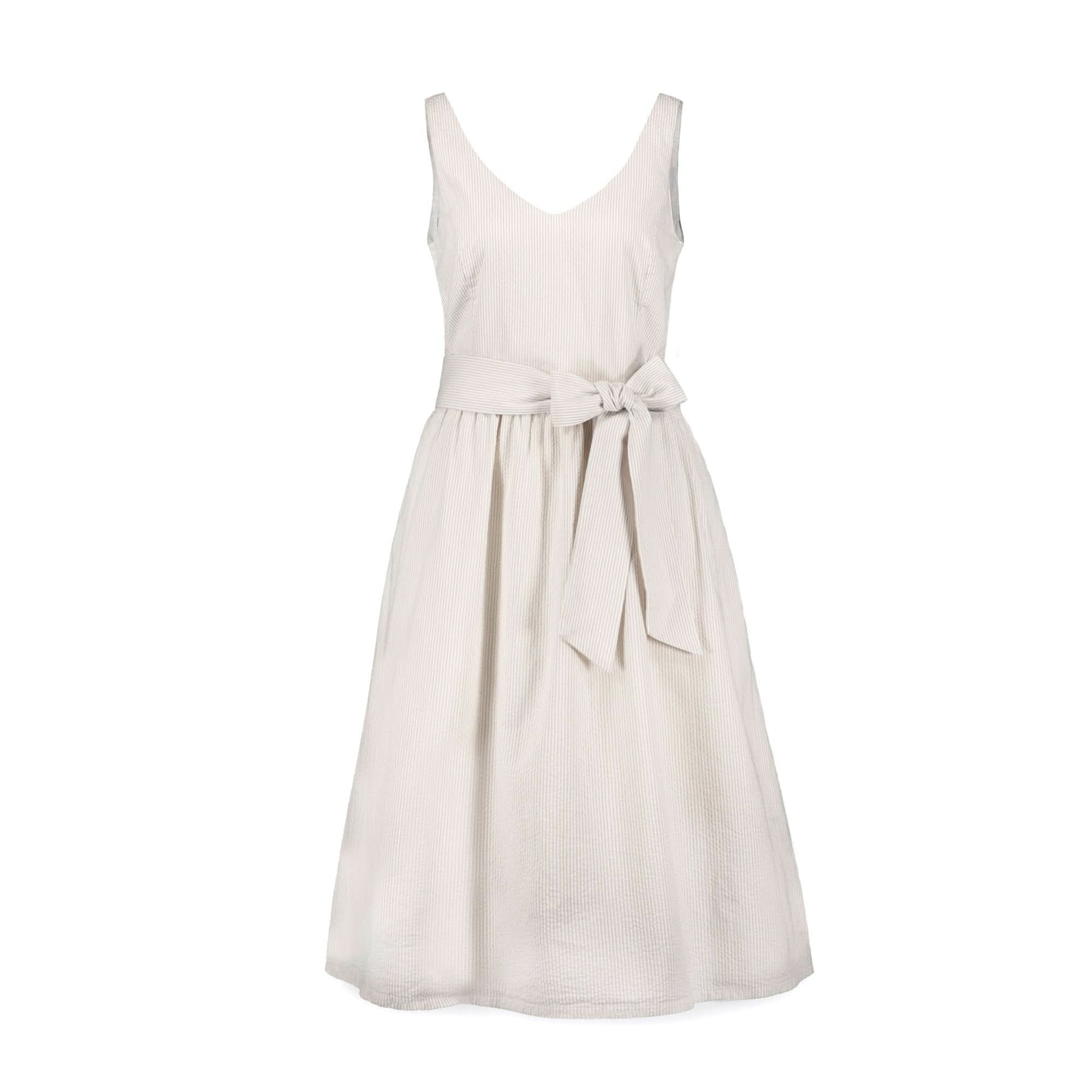 A-Line Organic Dress with Sash Taupe - Baby Organic