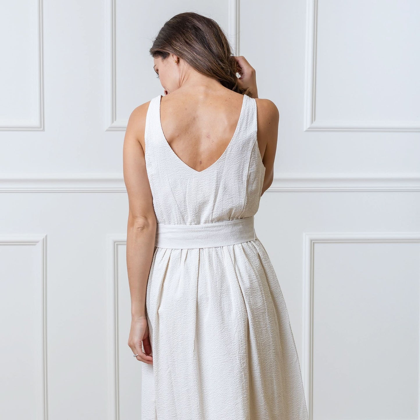 A-Line Organic Dress with Sash Taupe - Baby Organic