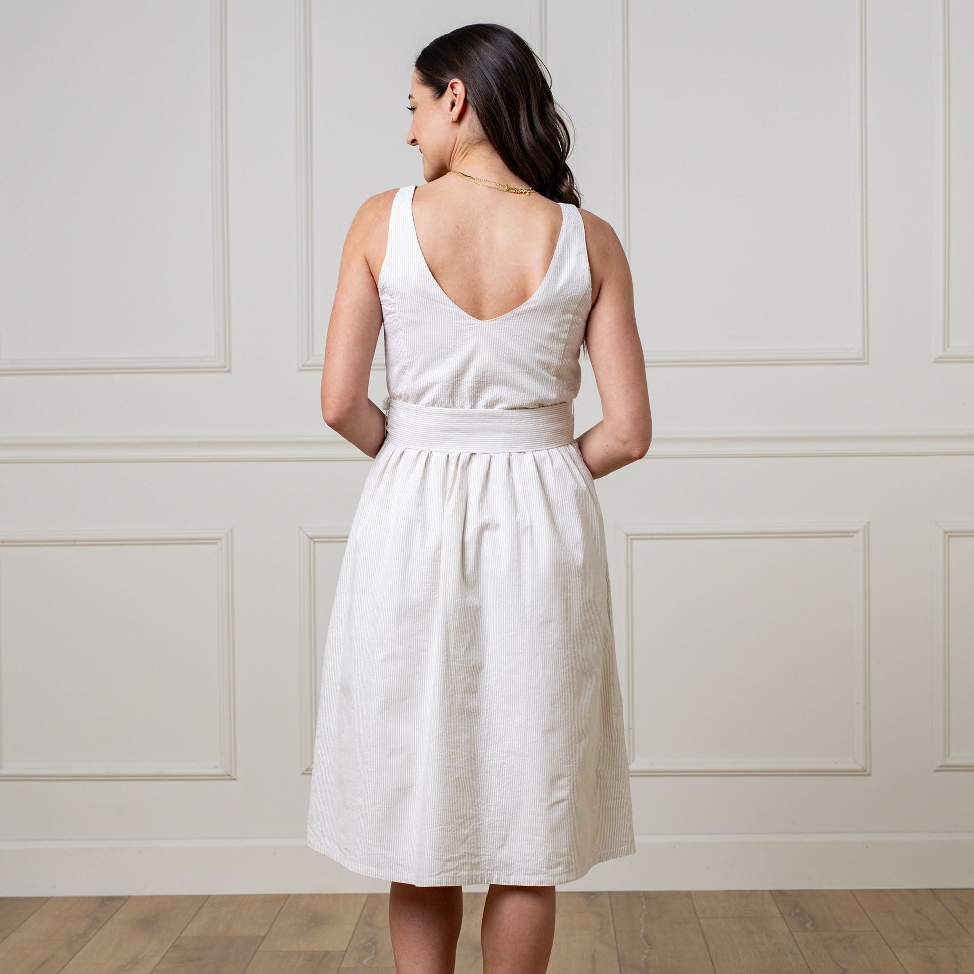 A-Line Organic Dress with Sash Taupe - Baby Organic