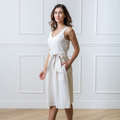 A-Line Organic Dress with Sash Taupe - Baby Organic