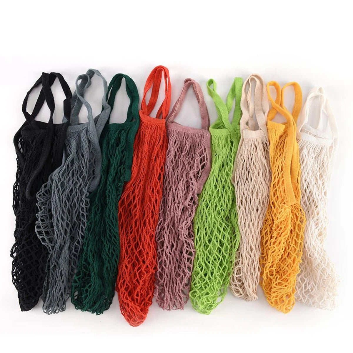 Reusable Grocery Bags Eco-Friendly Organic Cotton Mesh Tote Bags Portable Net String Bag for Shopping Storage Fruit Vegetable