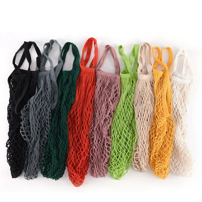 Reusable Grocery Bags Eco-Friendly Organic Cotton Mesh Tote Bags Portable Net String Bag for Shopping Storage Fruit Vegetable