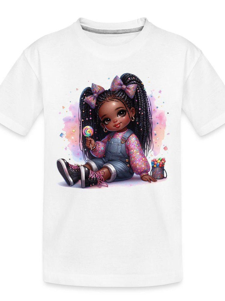 African American Toddler Girls Pretty in Bows Organic Short Sleeve T-Shirt - Baby Organic