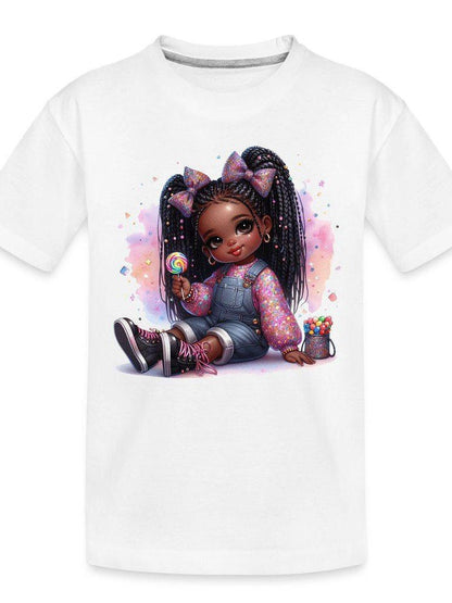 African American Toddler Girls Pretty in Bows Organic Short Sleeve T-Shirt - Baby Organic