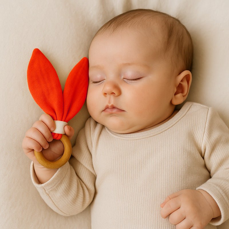 Anneau de Dentition en Coton Bio Fraise - Baby Organic