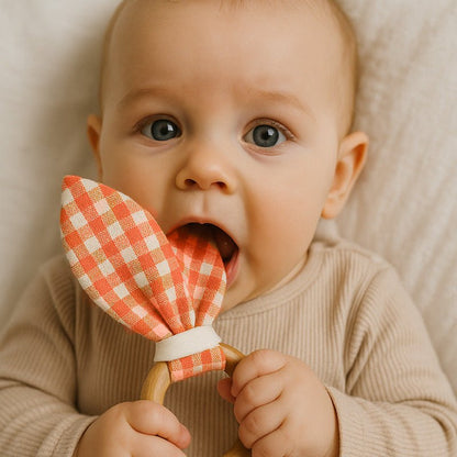 Anneau de Dentition en Coton Bio Vichy - Baby Organic